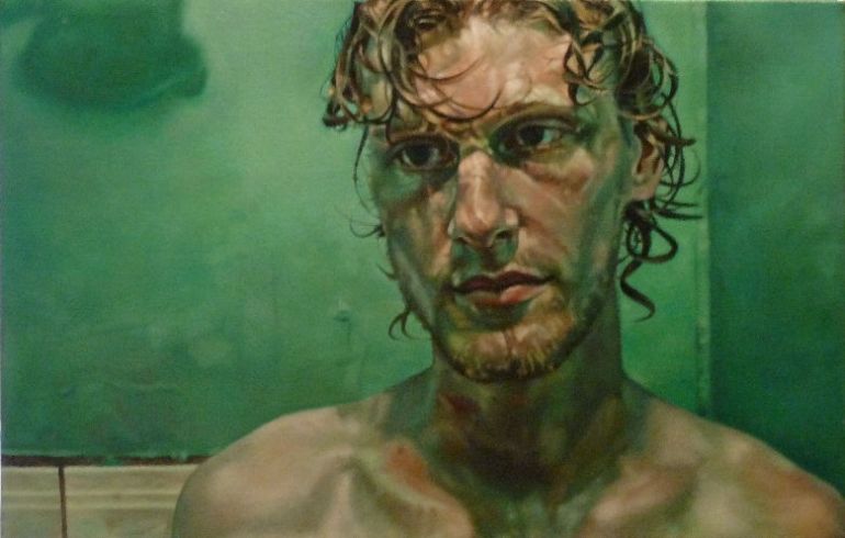 Ben in Tortuguero Green, a painting by Australian artist Katherine Edney