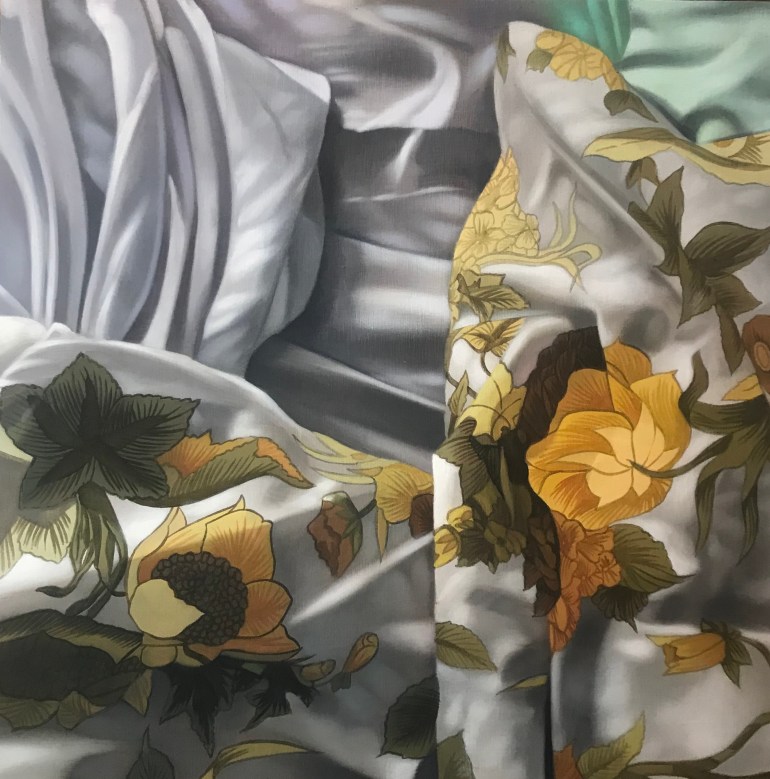 'Flowers on the Bed II', a painting by Australian artist and Archibald Prize finalist Katherine Edney.